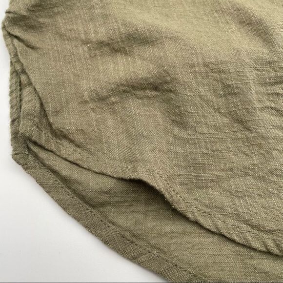 Lucky Brand S Short Sleeve Top Relaxed Button-down Collar Shirt Blouse Sage - Picture 4 of 6